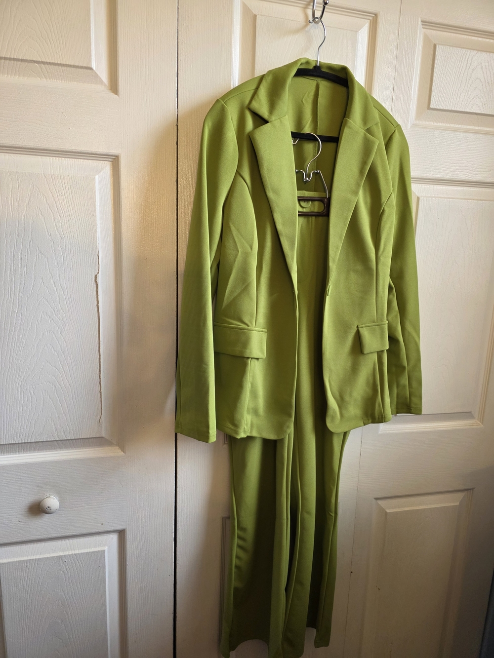 Lime Green Two-Piece Blazer and Pants Set
